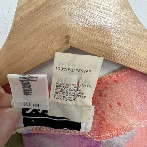 NATORI Vintage Sz MEDIUM short Robe Neiman Marcus 80s 90s floral Multicolor - Picture 6 of 8